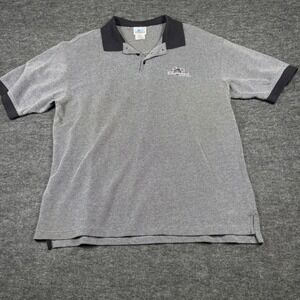 Vintage Disneyland‎ Resort Mens Large L Gray Black Embroidered Logo Polo Shirt